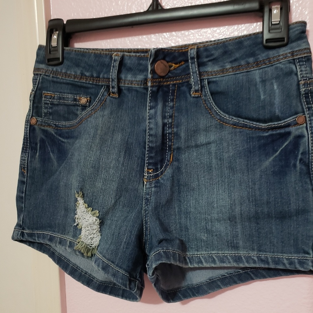 High rise denim shorts